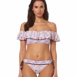 OFF THE SHOULDER RUFFLE BANDEAU TOP POSITANO MULTI